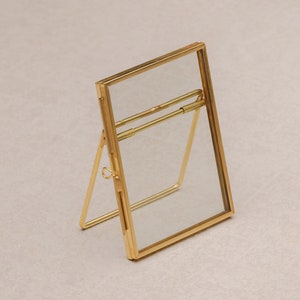 3.5x2.5" Brass & Glass Tabletop Photo Frame in Gold Instant Camera Photo