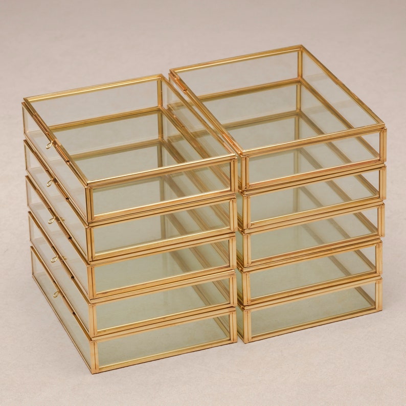 Set of 10 5x7 Brass & Glass Photo Print Box image 1