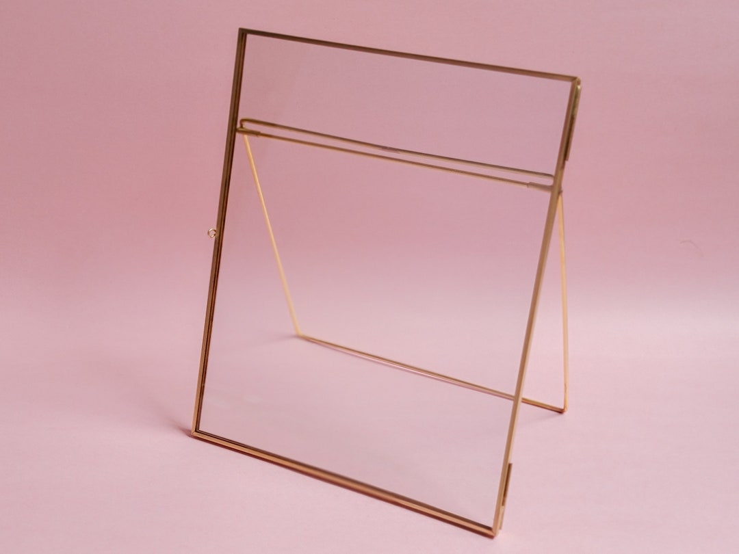 8x10 Brass & Glass Tabletop Photo Frame in Gold Etsy