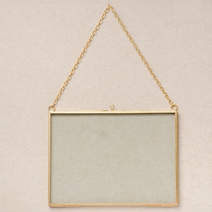 5x7&quot; Brass & Glass Horizontal Hanging Photo Frame