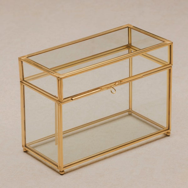4x6" Brass & Glass Upright Photo Print Box - Small 250 Photos