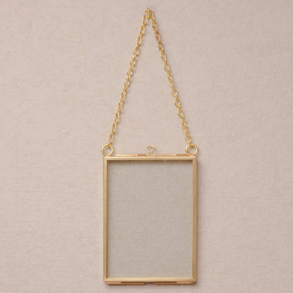 Mini Vertical Brass Hanging Frame Wallet Photo 2.5x3.5 Ornament