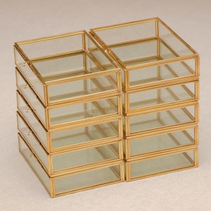 Set of 10 - 4x6" Brass & Glass Photo Print Box