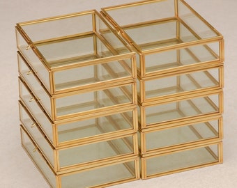 Set of 10 - 4x6" Brass & Glass Photo Print Box