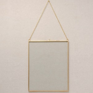 8x10" Brass & Glass Vertical Hanging Photo Frame in Gold