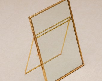 5x7" Brass & Glass Tabletop Photo Frame in Gold