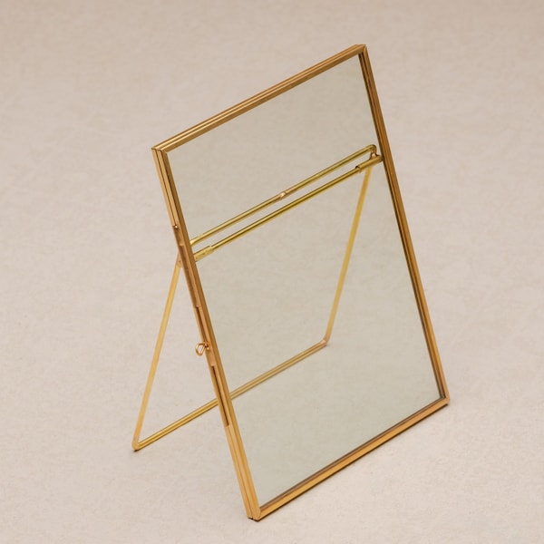 5x7" Brass & Glass Tabletop Photo Frame in Gold