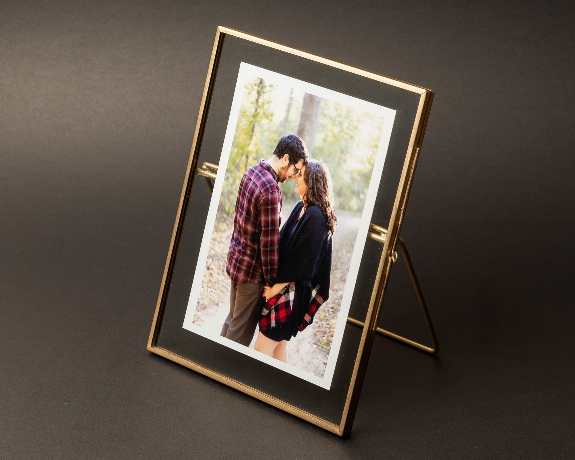 Brass & Glass Tabletop Photo Frame 5x7 in Gold Etsy