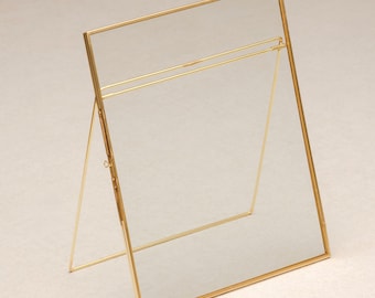 8x10" Brass & Glass Tabletop Photo Frame in Gold