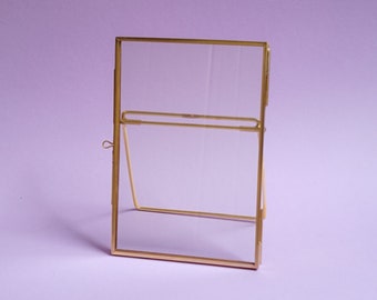4x6" Brass & Glass Tabletop Photo Frame in Gold