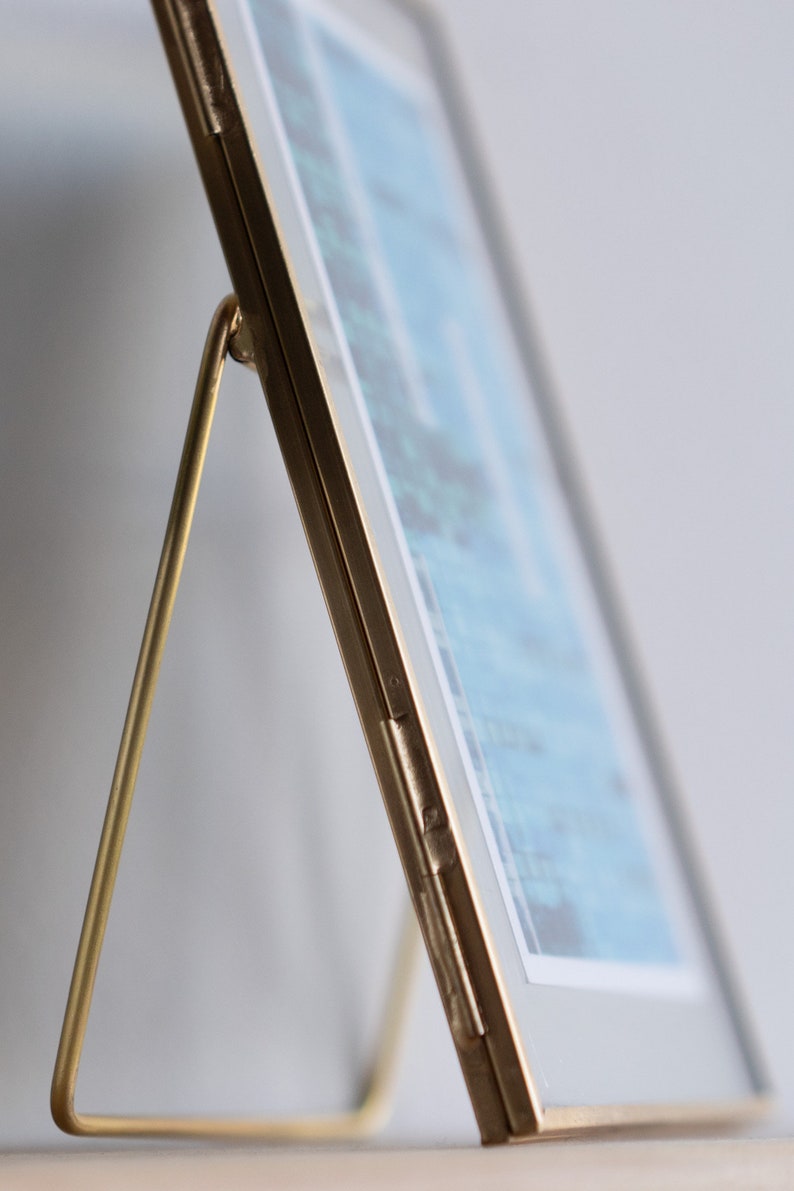 Brass & Glass Tabletop Photo Frame 5x7 in Gold Etsy