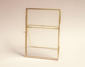4x6" Brass & Glass Tabletop Photo Frame in Gold