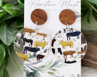 Cow Earrings, Variety Cow Earings, Bull Earrings, Farm Earrings, Farm Animal Earrings, Ranch Earrings