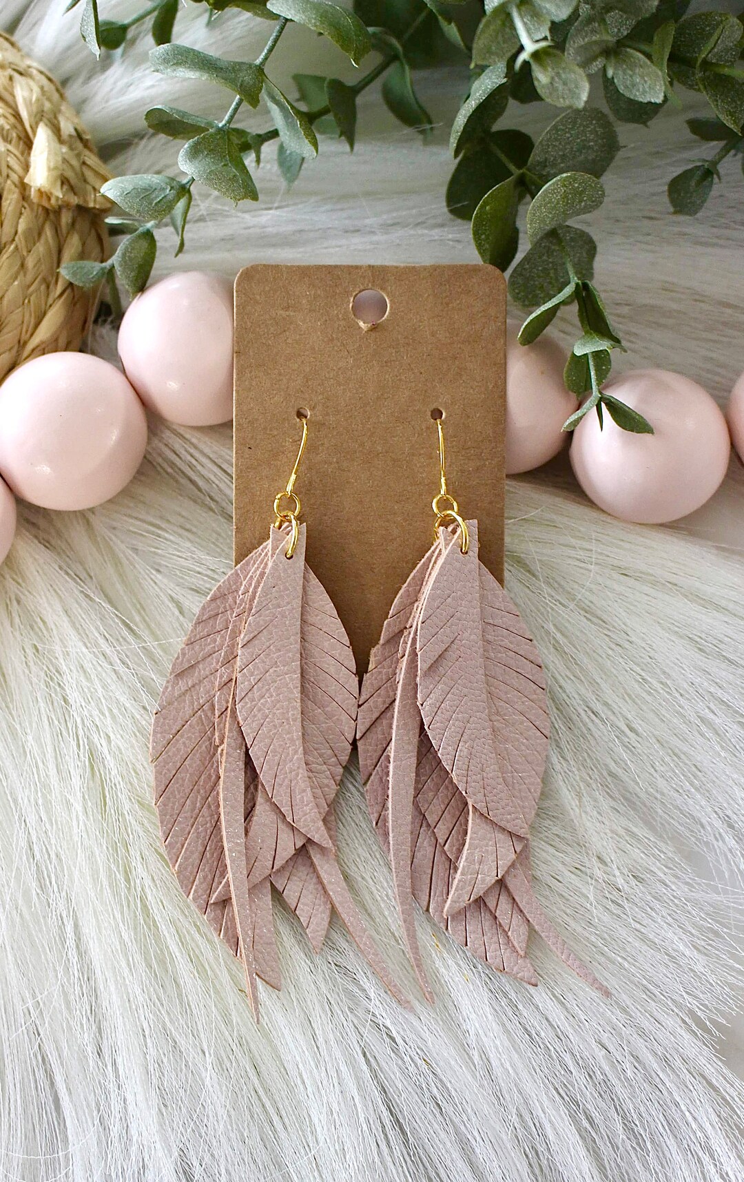 Light Pink Feather Earrings Long Feather Earrings Pink Etsy