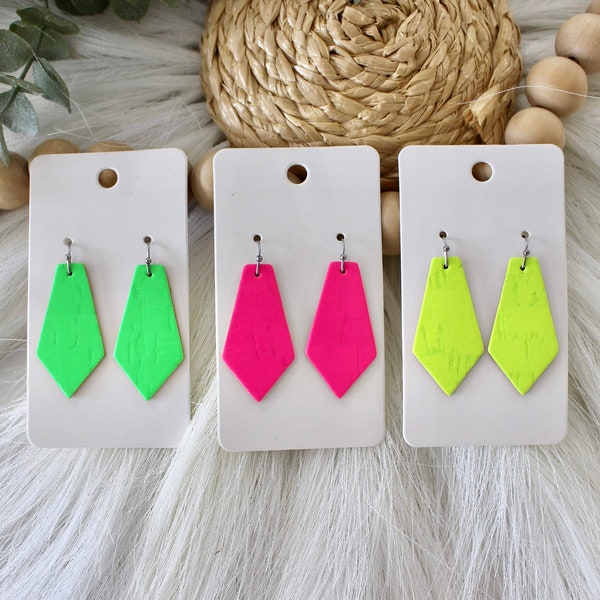 Neon Earrings, Fluorescent Earrings, Hot Pink Earrings, Neon Green Earrings, Neon Yellow Earrings, Neon Fashion, 80's Earrings, Bright