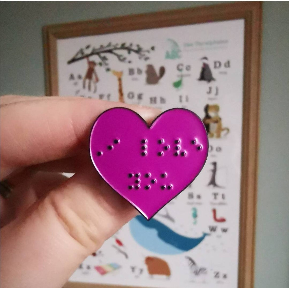 Soft Enamel Heart Pin I Love You Braille Gift Valentines Day Etsy UK