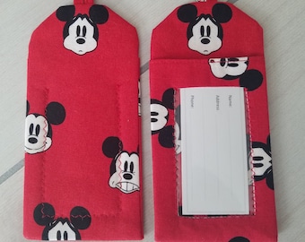 Luggage Tag - Red 1933 style Mickey Mouse Print : Luggage Tag, Laptop Bag, Backpack Tag, Purse Tag, Money Gift Holder