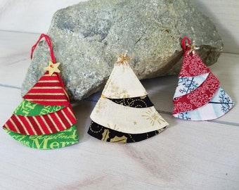 Folded Fabric Tree Ornament And Gift Topper Folded Fabric Tree Ornament And Gift Topper