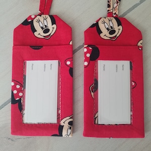 Luggage Tag - Red Disney&#39;s Minnie Mouse Print : Luggage Tag, Laptop Bag, Backpack Tag, Purse Tag, Money Gift Holder