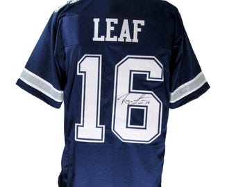 Ryan Leaf Autographed Dallas Cowboys Blue Custom Football Jersey