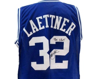 Christian Laettner Signed/Inscr Blue Custom Basketball Jersey Duke JSA