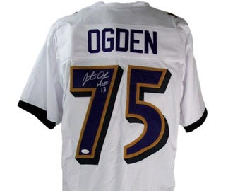Jonathan Ogden Hall Of Fame Autographed/Inscribed White Custom Football Jersey Ravens