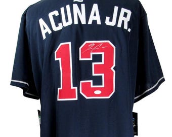 Ronald Acuna Jr. Signed Atlanta Navy Custom Baseball Jersey