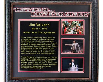 Jimmy Valvano "Never Give Up" Speech Collage Framed