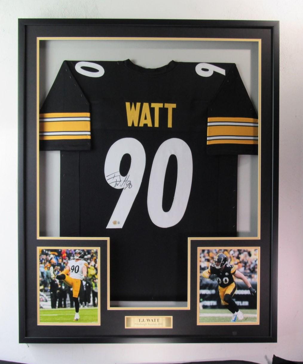 Watt Signed/autographed Steelers Football Jersey Framed