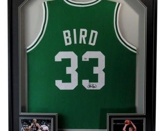 Larry Bird HOF Signed/Auto Boston Celtics Green Basketball Jersey Framed