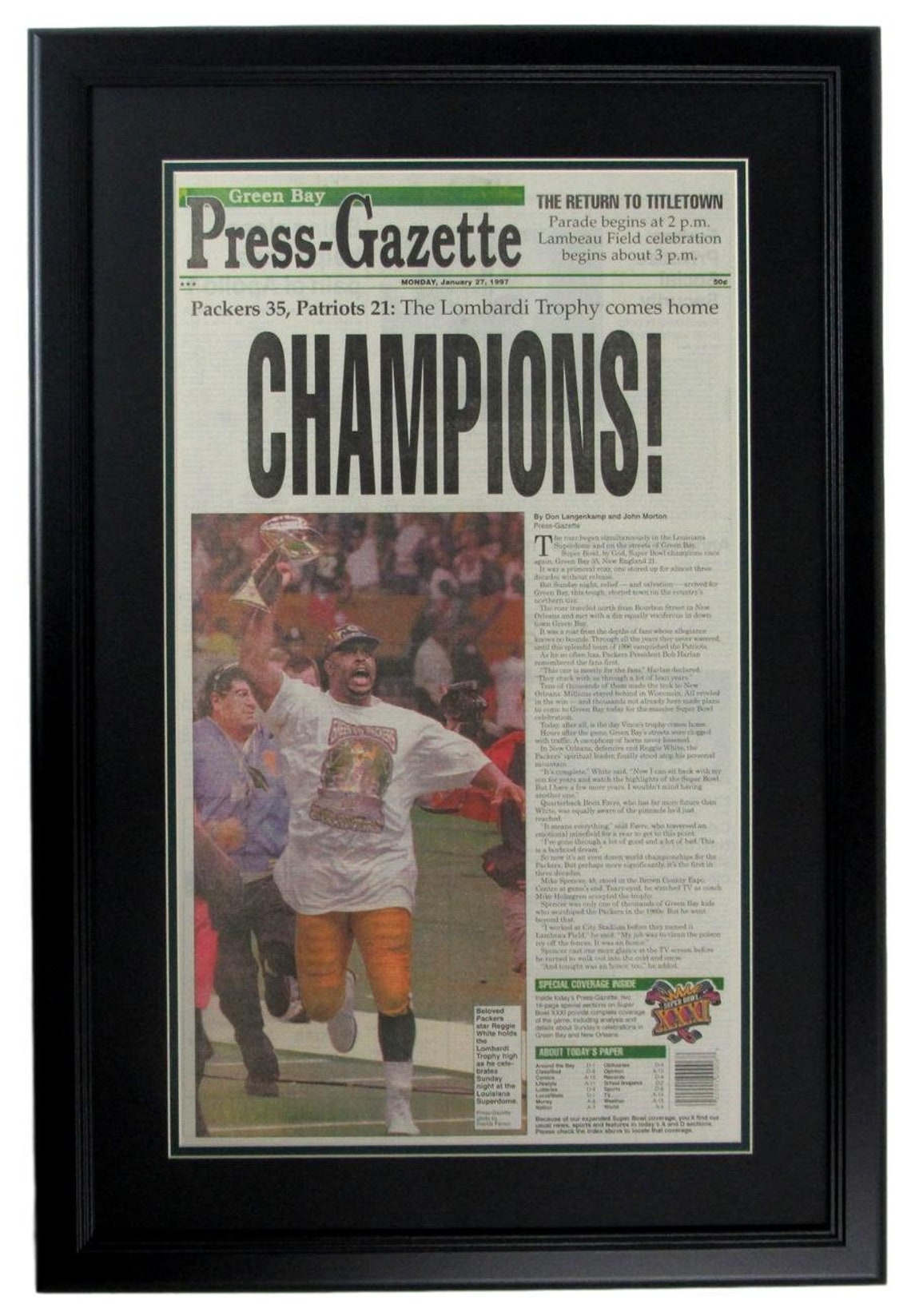 Green Bay Press Gazette 1997 Packers Super Bowl XXXI Newspaper Etsy