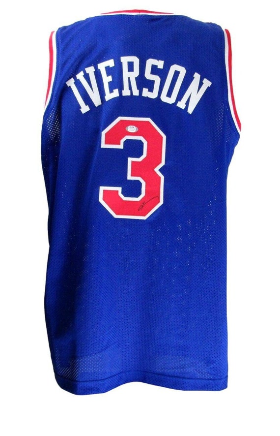 Allen Iverson Philadelphia 76ers Signed Autographed Blue Custom