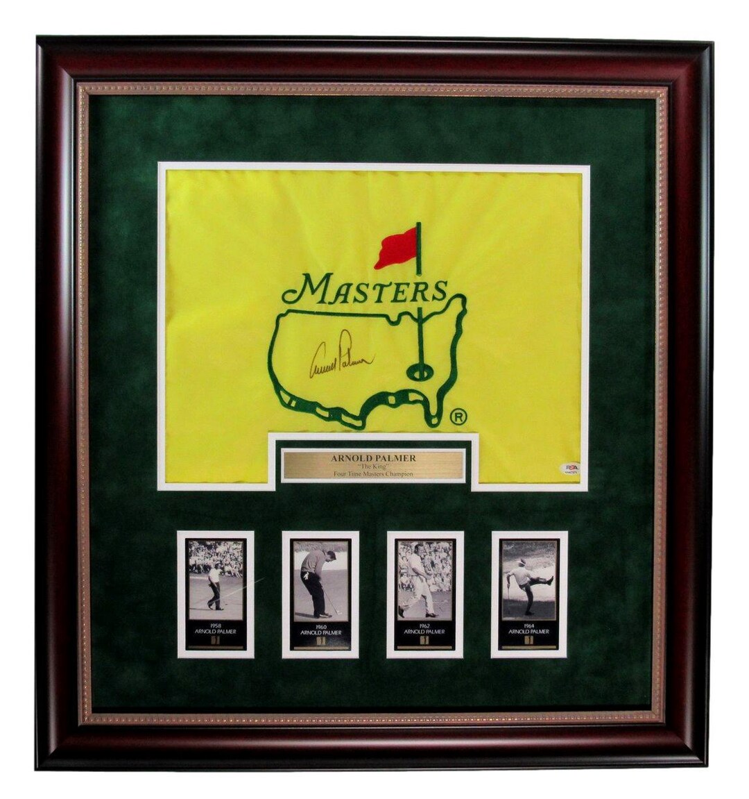 Arnold Palmer Signed/autographed Masters Pin Flag W/ Card Collage ...