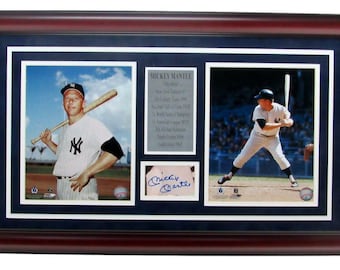 Mickey Mantle New York Yankees Signed 8x10 Photo Collage Framed MLB Holo 147609