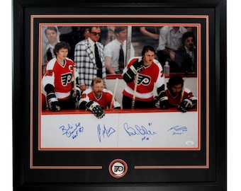 Bill Barber/Bobby Clarke/Bob Kelly/Reggie "Riverton Rifle" Philadelphia Flyers Multi-Signed/Autographed 16x20 Photo Framed