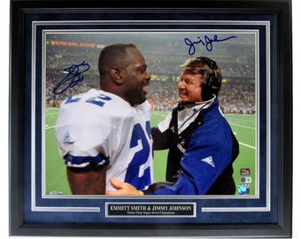 Emmitt Smith / Jimmy Johnson Cowboys Autographed 16x20 Photo Framed