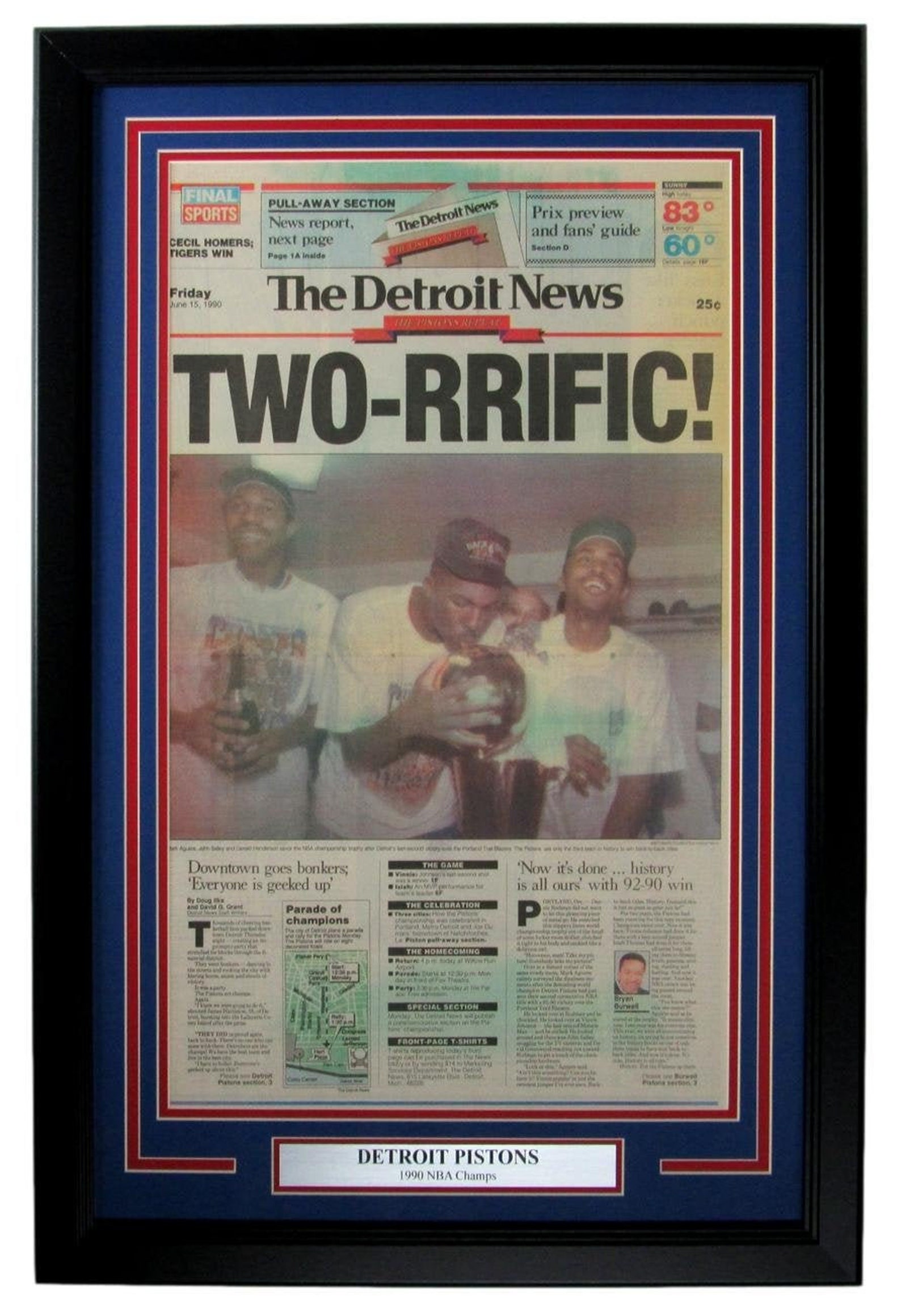 Detroit Pistons 1990 NBA Champs the Detroit News Newspaper Etsy