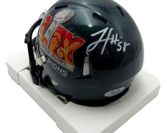 Jaylx Hunt Eagles Autographed SB LIX Green Football Mini Helmet