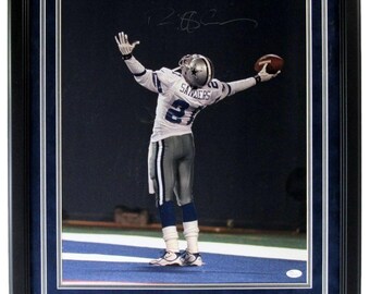 Deion Sanders Cowboys Autograhed/Signed 16x20 Photo Framed