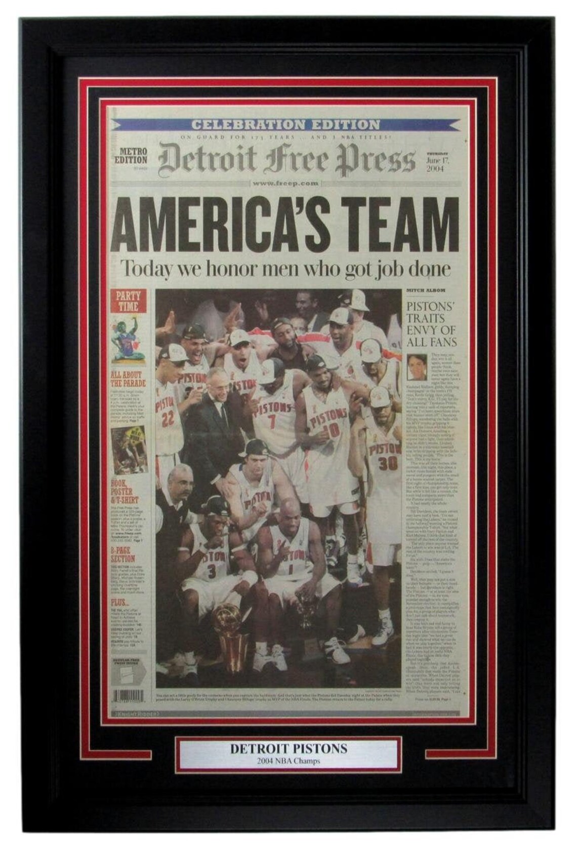 Detroit Pistons 2004 NBA Champs Detroit Free Press Newspaper Etsy