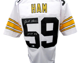 Jack Ham HOF Signed/Inscr White Steelers Custom Football Jersey
