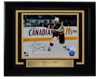ZDeno Chara HOF Autographed/Signed 8x10 Photo Boston Bruins Framed