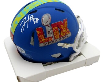 Jaylx Hunt Eagles Autographed SB LIX Blue Football Mini Helmet