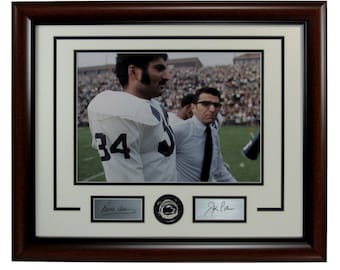 Franco Harris/Joe Paterno Laser-Autographed 11x14 Photo Penn State Framed 176231