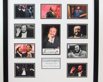 Luciano Pavarotti Italian Opera Tenor Autographed Photo Collage Framed