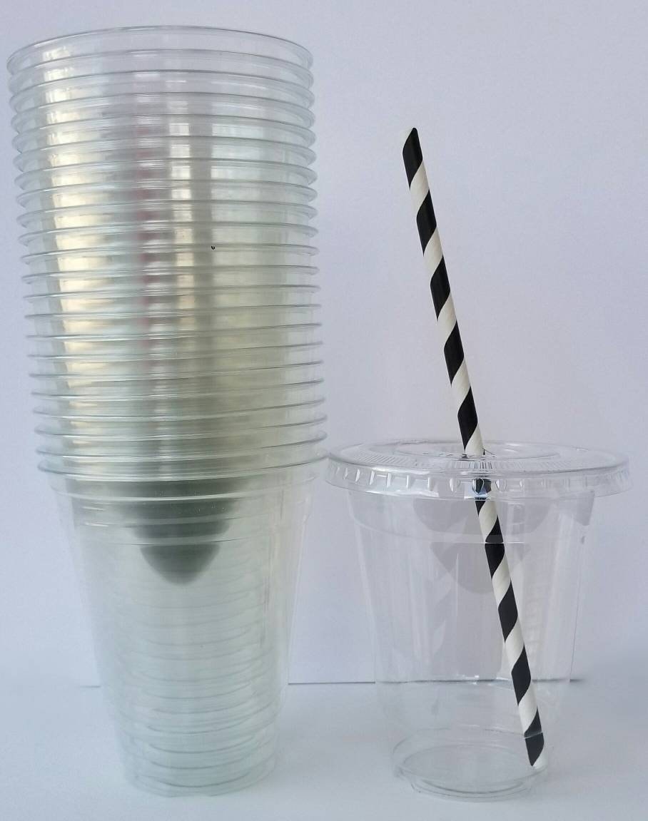 Set of 24 Clean Plastic Cups with Lids Clean Party Cups Etsy