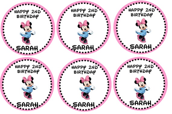 set of 24 minnie mouse party labels minnie mouse etsy