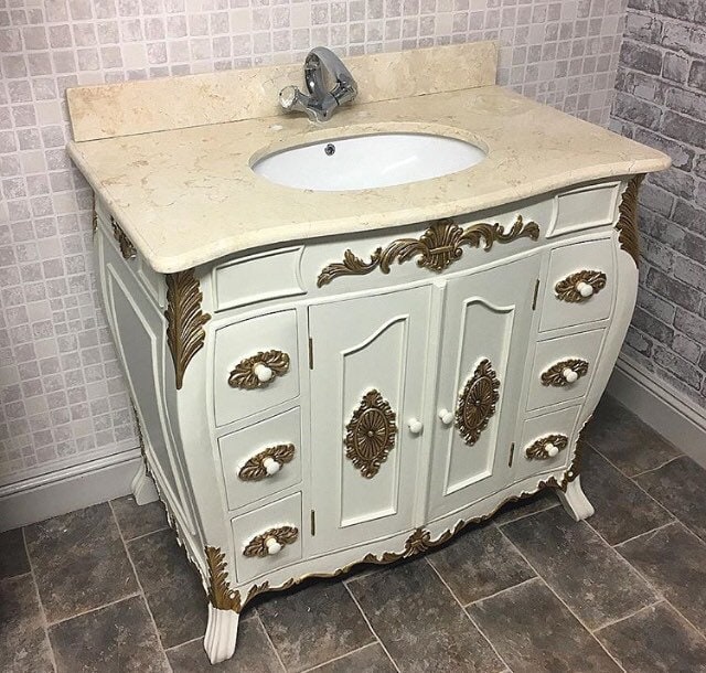 French Versailles Single Sink Vanity Unit With Marble Top Etsy