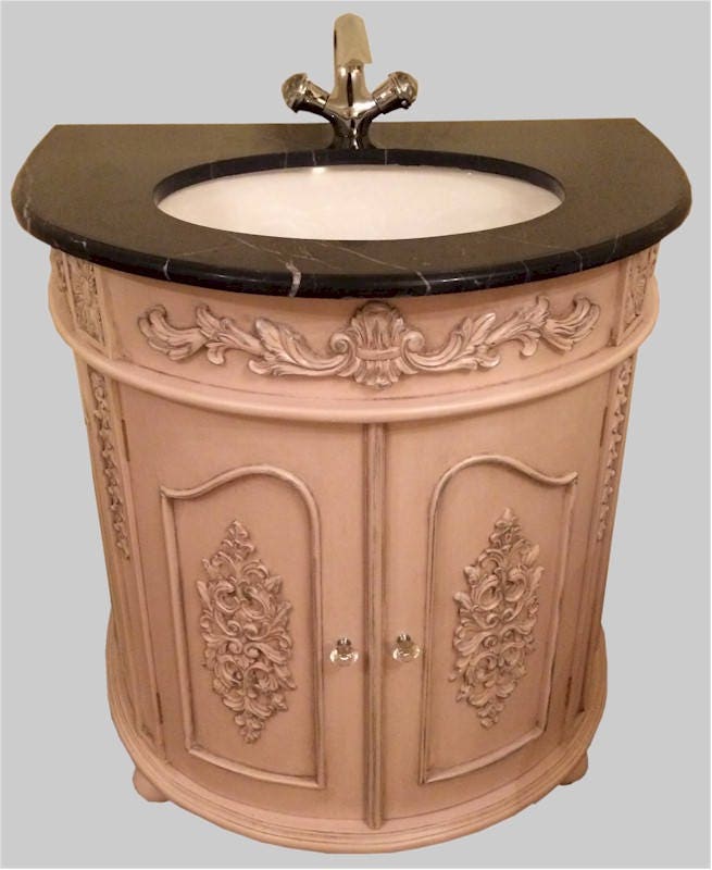 Traditional French Demi Lune Bathroom Vanity Unit With French Demi Lune Bathroom Vanity Unit, Ornate Bathroom Vanities With Sink