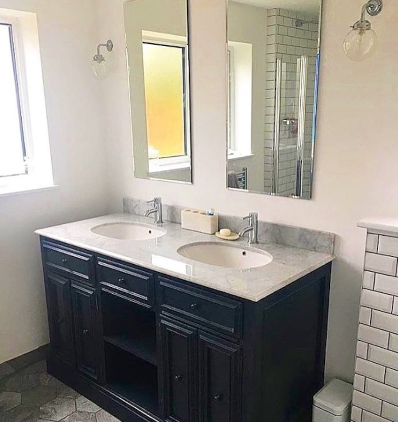 English Country Style Double Sink Vanity Unit With Your Choice Of Marble And Paint Colour Bespoke Sizes Discussable